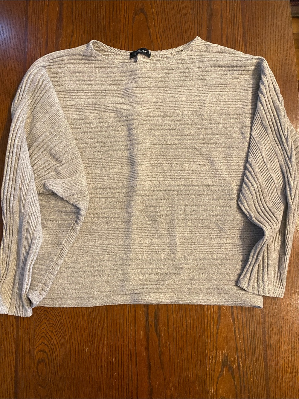 Eclipse Light Gray Ribbed Crew Neck Sweater